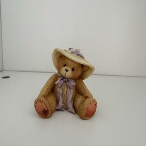 Adorable Tan Teddy Bear with Hat and Bow